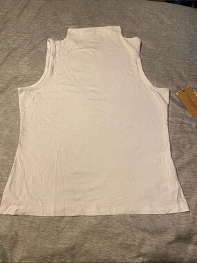 Christian Siriano Mock Neck Sleeveless Tank Top Sz M White NWT